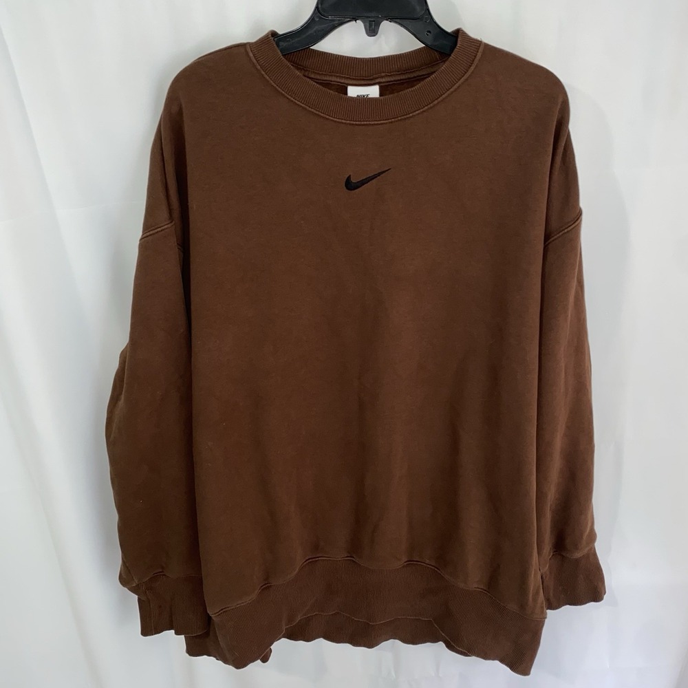 Nike Phoenix Fleece Oversized Sweatshirt Women XL Crew Neck Brown DQ5733-259